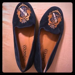 Navy Blue Velvet Loafers